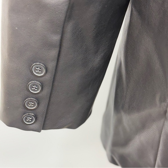 NWT Rebecca Minkoff Vegan Lambskin Leather Blazer Size M Black Single Breasted - Picture 5 of 12